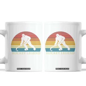 Bigfoot Hockey Legend Coffee Mug Retro Sasquatch Cryptid Player Gift TS12 White Print Your Wear