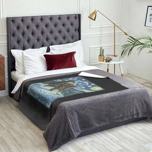 Cryptid Hockey Bigfoot Starry Night Inspired Funny Gift Throw Blanket TS12 Print Your Wear