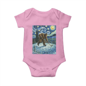 Cryptid Hockey Bigfoot Starry Night Inspired Funny Gift Baby Onesie TS12 Light Pink Print Your Wear