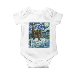 Cryptid Hockey Bigfoot Starry Night Inspired Funny Gift Baby Onesie TS12 White Print Your Wear