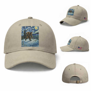 Cryptid Hockey Bigfoot Starry Night Inspired Funny Gift Baseball Cap TS12 Baseball Cap Universal Fit Beige Print Your Wear