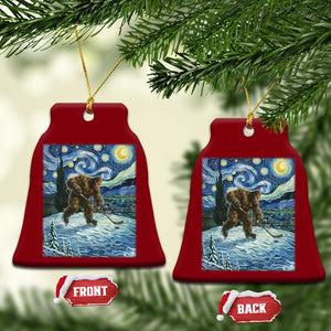 Cryptid Hockey Bigfoot Starry Night Inspired Funny Gift Ceramic Ornament TS12 Print Your Wear