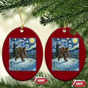 Cryptid Hockey Bigfoot Starry Night Inspired Funny Gift Ceramic Ornament TS12 Print Your Wear