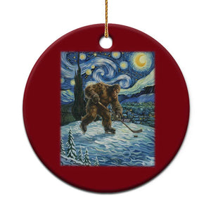 Cryptid Hockey Bigfoot Starry Night Inspired Funny Gift Ceramic Ornament TS12 1pc Red Print Your Wear