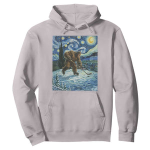 Cryptid Hockey Bigfoot Starry Night Inspired Funny Gift Hoodie TS12 Ice Gray Print Your Wear
