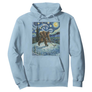 Cryptid Hockey Bigfoot Starry Night Inspired Funny Gift Hoodie TS12 Light Blue Print Your Wear