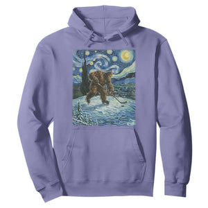 Cryptid Hockey Bigfoot Starry Night Inspired Funny Gift Hoodie TS12 Violet Print Your Wear