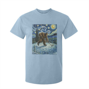 Cryptid Hockey Bigfoot Starry Night Inspired Funny Gift T Shirt For Kid TS12 Light Blue Print Your Wear