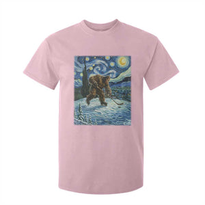 Cryptid Hockey Bigfoot Starry Night Inspired Funny Gift T Shirt For Kid TS12 Light Pink Print Your Wear