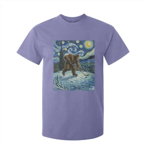 Cryptid Hockey Bigfoot Starry Night Inspired Funny Gift T Shirt For Kid TS12 Violet Print Your Wear