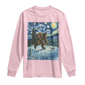 Cryptid Hockey Bigfoot Starry Night Inspired Funny Gift Long Sleeve Shirt TS12 Light Pink Print Your Wear
