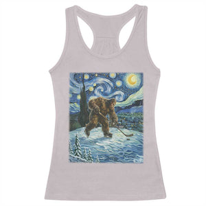 Cryptid Hockey Bigfoot Starry Night Inspired Funny Gift Racerback Tank Top TS12 Ice Gray Print Your Wear