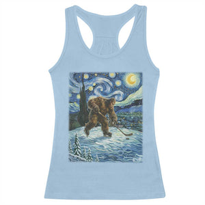 Cryptid Hockey Bigfoot Starry Night Inspired Funny Gift Racerback Tank Top TS12 Light Blue Print Your Wear