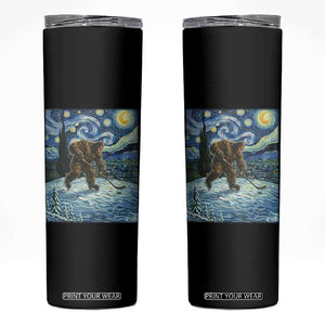 Cryptid Hockey Bigfoot Starry Night Inspired Funny Gift Skinny Tumbler TS12 Black Print Your Wear