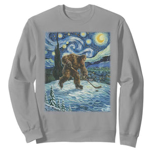 Cryptid Hockey Bigfoot Starry Night Inspired Funny Gift Sweatshirt TS12 Sport Gray Print Your Wear