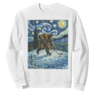Cryptid Hockey Bigfoot Starry Night Inspired Funny Gift Sweatshirt TS12 White Print Your Wear