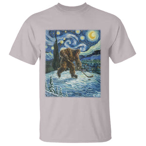 Cryptid Hockey Bigfoot Starry Night Inspired Funny Gift T Shirt TS12 Ice Gray Print Your Wear