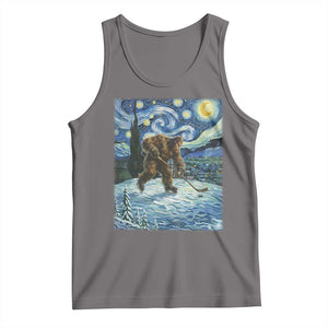 Cryptid Hockey Bigfoot Starry Night Inspired Funny Gift Tank Top TS12 Deep Heather Print Your Wear