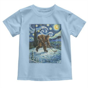 Cryptid Hockey Bigfoot Starry Night Inspired Funny Gift Toddler T Shirt TS12 Light Blue Print Your Wear