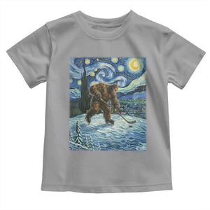 Cryptid Hockey Bigfoot Starry Night Inspired Funny Gift Toddler T Shirt TS12 Sport Gray Print Your Wear