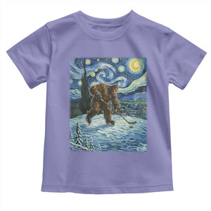 Cryptid Hockey Bigfoot Starry Night Inspired Funny Gift Toddler T Shirt TS12 Violet Print Your Wear