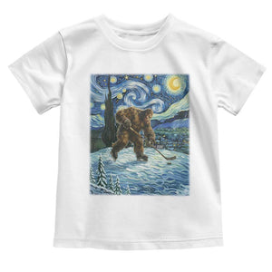 Cryptid Hockey Bigfoot Starry Night Inspired Funny Gift Toddler T Shirt TS12 White Print Your Wear