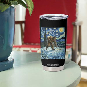 Cryptid Hockey Bigfoot Starry Night Inspired Funny Gift Tumbler Cup TS12 Print Your Wear