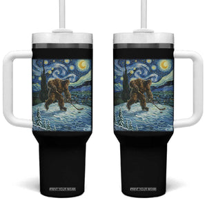 Cryptid Hockey Bigfoot Starry Night Inspired Funny Gift Tumbler With Handle TS12 One Size: 40 oz Black Print Your Wear