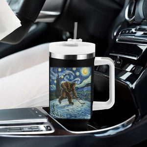 Cryptid Hockey Bigfoot Starry Night Inspired Funny Gift Tumbler With Handle TS12 Print Your Wear