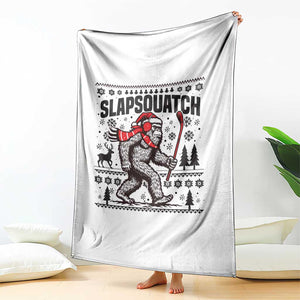 Slapsquatch Hockey Player Throw Blanket Funny Bigfoot Ugly Christmas Gift TS12 Print Your Wear
