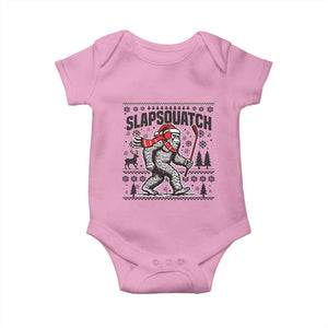 Slapsquatch Hockey Player Baby Onesie Funny Bigfoot Ugly Christmas Gift TS12 Light Pink Print Your Wear