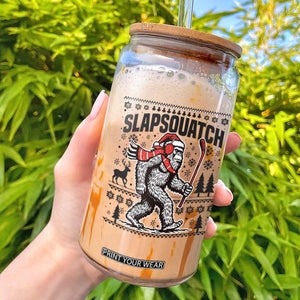Slapsquatch Hockey Player Glass Can Funny Bigfoot Ugly Christmas Gift TS12 White Print Your Wear