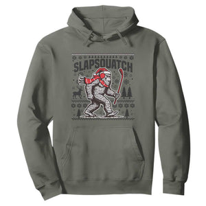 Slapsquatch Hockey Player Hoodie Funny Bigfoot Ugly Christmas Gift TS12 Military Green Print Your Wear