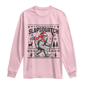 Slapsquatch Hockey Player Long Sleeve Shirt Funny Bigfoot Ugly Christmas Gift TS12 Light Pink Print Your Wear