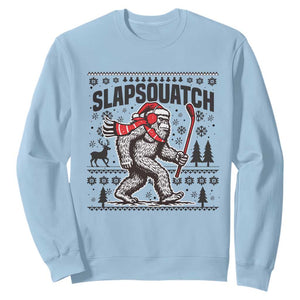 Slapsquatch Hockey Player Sweatshirt Funny Bigfoot Ugly Christmas Gift TS12 Light Blue Print Your Wear