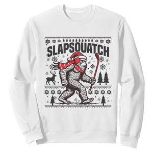 Slapsquatch Hockey Player Sweatshirt Funny Bigfoot Ugly Christmas Gift TS12 White Print Your Wear