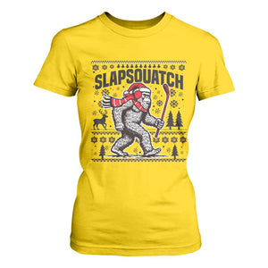 Slapsquatch Hockey Player T Shirt For Women Funny Bigfoot Ugly Christmas Gift TS12 Daisy Print Your Wear