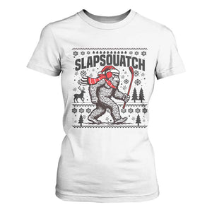 Slapsquatch Hockey Player T Shirt For Women Funny Bigfoot Ugly Christmas Gift TS12 White Print Your Wear
