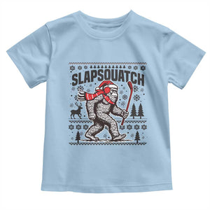 Slapsquatch Hockey Player Toddler T Shirt Funny Bigfoot Ugly Christmas Gift TS12 Light Blue Print Your Wear