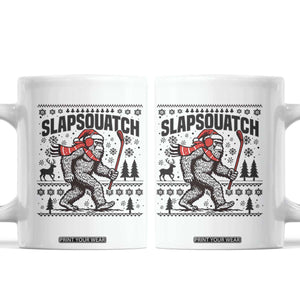 Slapsquatch Hockey Player Coffee Mug Funny Bigfoot Ugly Christmas Gift TS12 White Print Your Wear