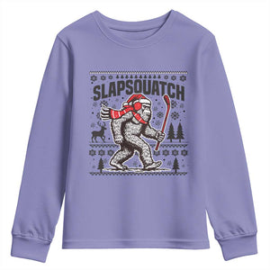 Slapsquatch Hockey Player Youth Sweatshirt Funny Bigfoot Ugly Christmas Gift TS12 Violet Print Your Wear