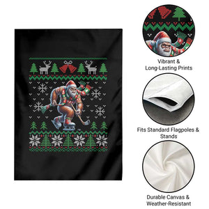 Ugly Christmas Bigfoot Playing Hockey Garden Flag Funny Xmas Gift TS12 Print Your Wear