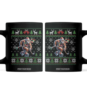 Ugly Christmas Bigfoot Playing Hockey Coffee Mug Funny Xmas Gift TS12 Black Print Your Wear