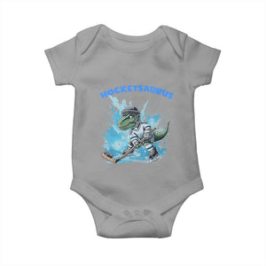 Hockeysaurus Baby Onesie Funny Dinosaur Playing Ice Hockey Gift TS12 Sport Gray Print Your Wear