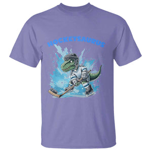 Hockeysaurus T Shirt Funny Dinosaur Playing Ice Hockey Gift TS12 Violet Print Your Wear