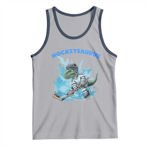 Hockeysaurus Tank Top Funny Dinosaur Playing Ice Hockey Gift TS12 Athletic Heather Navy Print Your Wear
