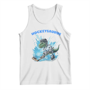 Hockeysaurus Tank Top Funny Dinosaur Playing Ice Hockey Gift TS12 White Print Your Wear