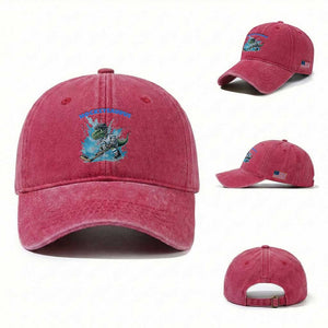 Hockeysaurus Washed Cotton Baseball Cap Funny Dinosaur Playing Ice Hockey Gift TS12 Washed Cap Universal Fit Red Print Your Wear