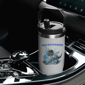 Hockeysaurus Flip Straw Tumbler Funny Dinosaur Playing Ice Hockey Gift TS12 Print Your Wear