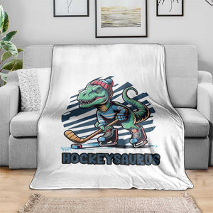 Funny Dinosaur Playing Ice Hockey Throw Blanket Hockeysaurus Gift For Kids TS12 Print Your Wear